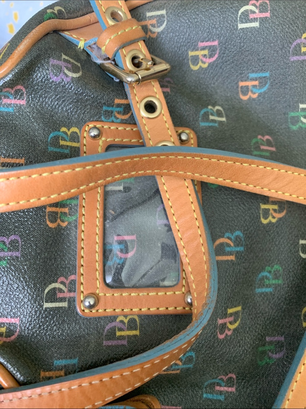 Dooney & Bourke Brown Mini Logo Backpack with Multicolor Accents - Picture 3 of 7